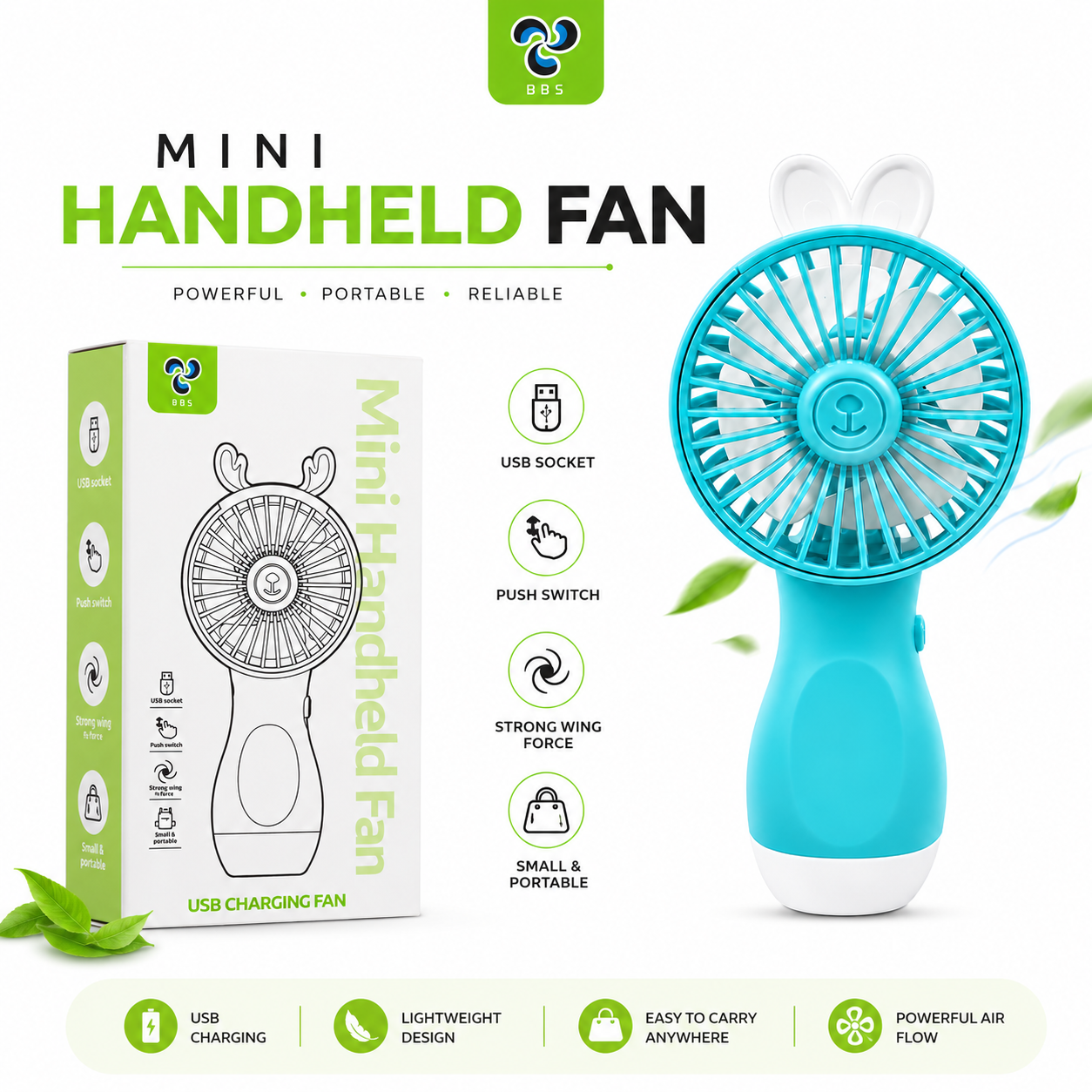 Bunny Mini USB Rechargeable Handheld Fan