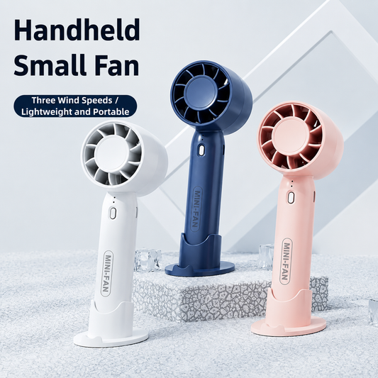 Mini Portable Rechargeable Fan – 3 Speed Handheld & Desk Fan with Phone Stand