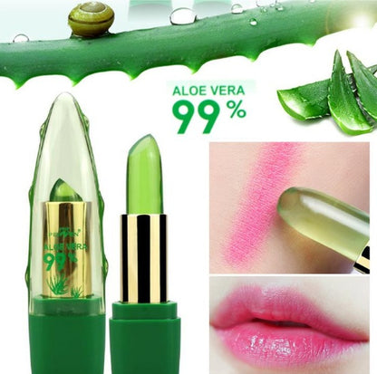 Aloe Vera Gel Color Changing Lipstick Gloss  Moisturizer Anti-drying Desalination Fine-grain Lip Blam Care - LuxeMingle