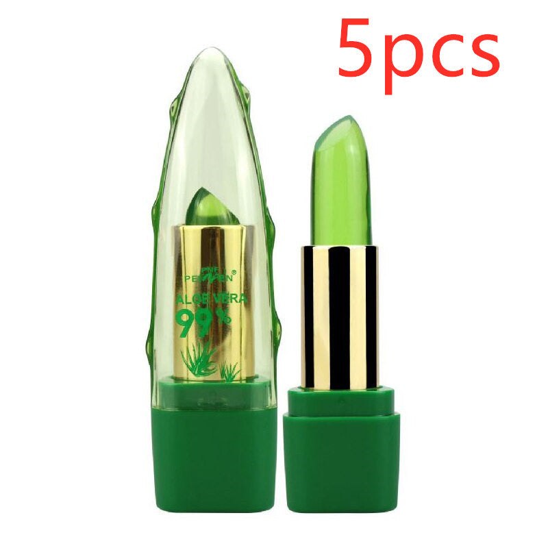 Aloe Vera Gel Color Changing Lipstick Gloss  Moisturizer Anti-drying Desalination Fine-grain Lip Blam Care - LuxeMingle