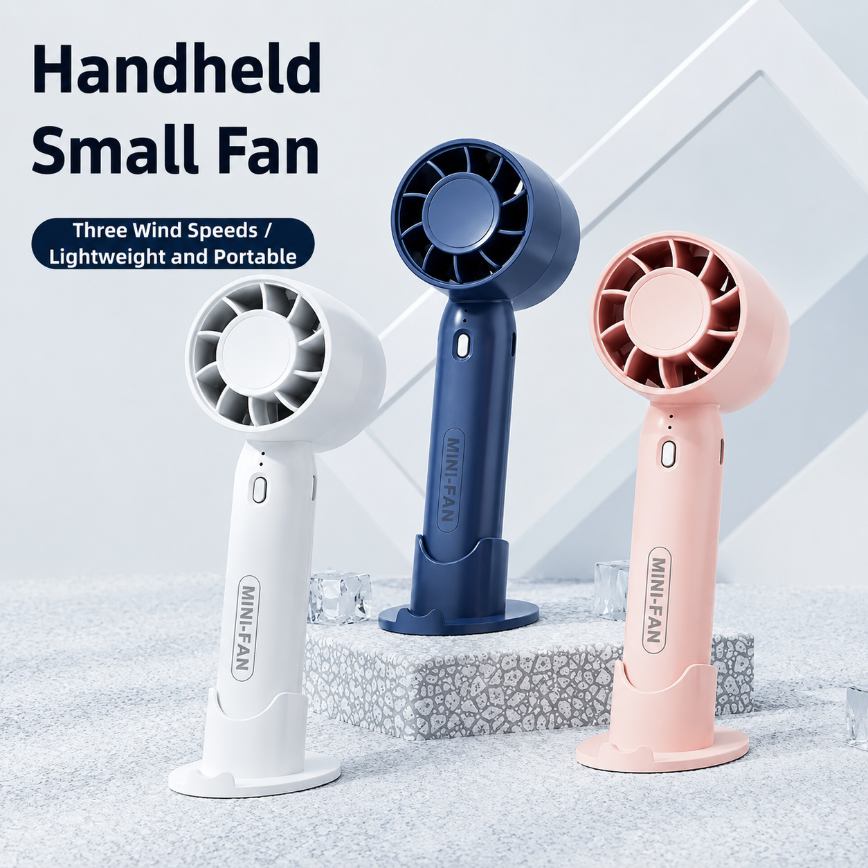 Mini Portable Rechargeable Fan – 3 Speed Handheld & Desk Fan with Phone Stand