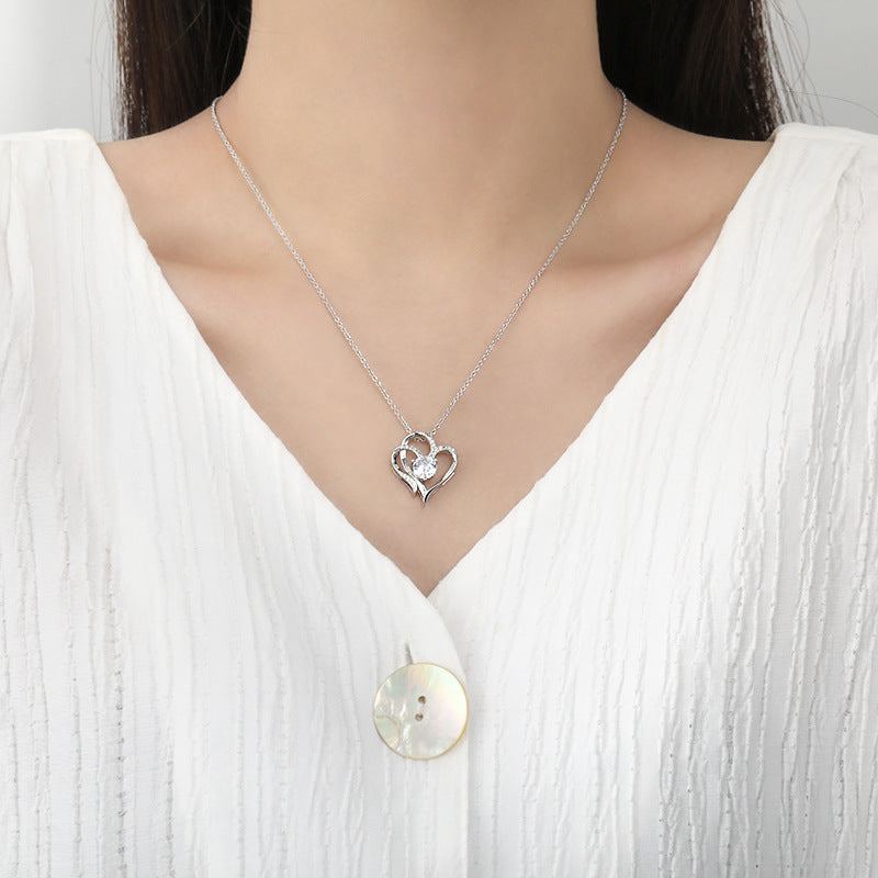 Zircon Double Heart Necklace - LuxeMingle