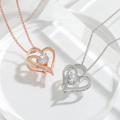 Zircon Double Heart Necklace - LuxeMingle