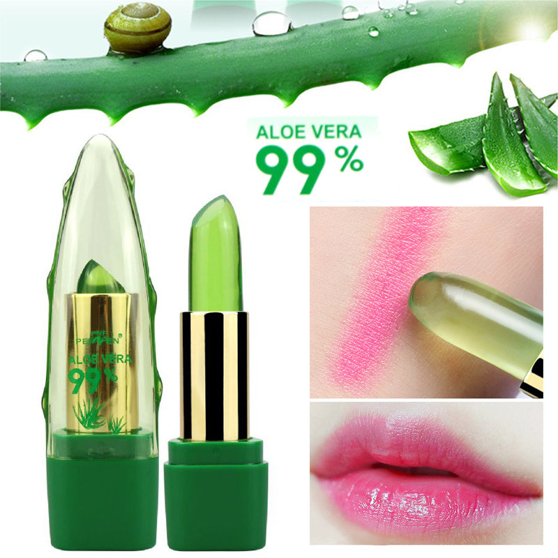 Aloe Vera Gel Color Changing Lipstick Gloss  Moisturizer Anti-drying Desalination Fine-grain Lip Blam Care - LuxeMingle