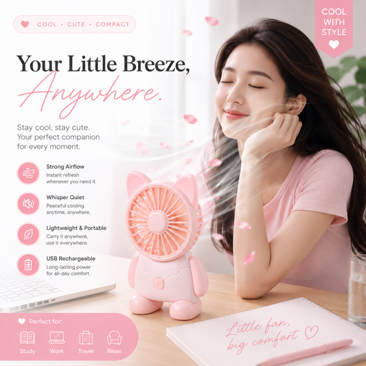 Hello Kitty Handheld Small Fan | Rechargeable Mini Pocket Fan
