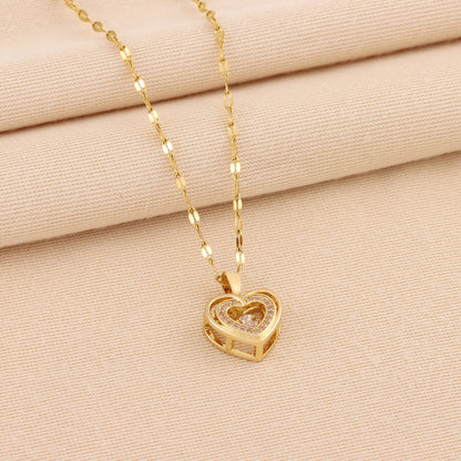 Double-Layer Rhinestone Love Necklace - LuxeMingle