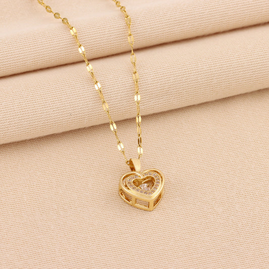 Double-Layer Rhinestone Love Necklace - LuxeMingle