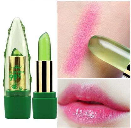Aloe Vera Gel Color Changing Lipstick Gloss  Moisturizer Anti-drying Desalination Fine-grain Lip Blam Care - LuxeMingle