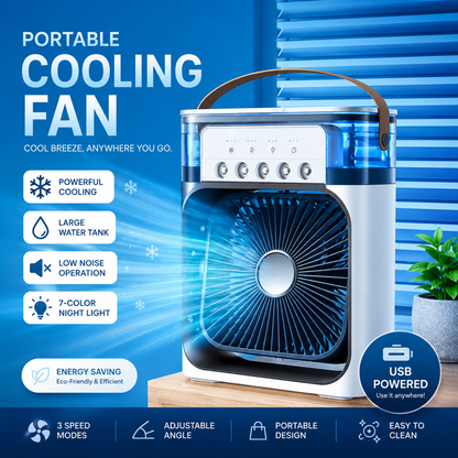 3-in-1 Portable Mist Air Cooler Fan with Humidifier & LED Light