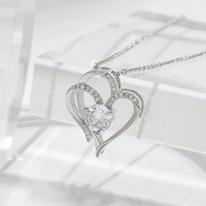Zircon Double Heart Necklace - LuxeMingle