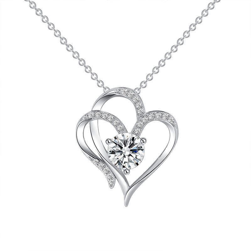 Zircon Double Heart Necklace - LuxeMingle