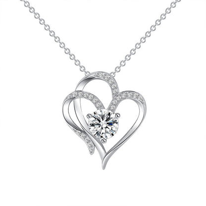 Zircon Double Heart Necklace - LuxeMingle