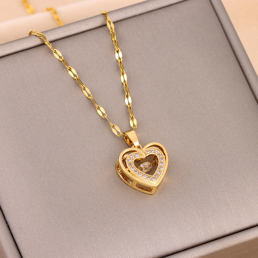 Double-Layer Rhinestone Love Necklace - LuxeMingle