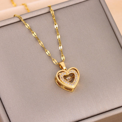Double-Layer Rhinestone Love Necklace - LuxeMingle