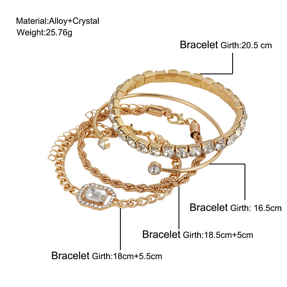 Bohemian Crystal Bracelet Set (4 Pcs) - LuxeMingle
