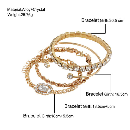 Bohemian Crystal Bracelet Set (4 Pcs) - LuxeMingle